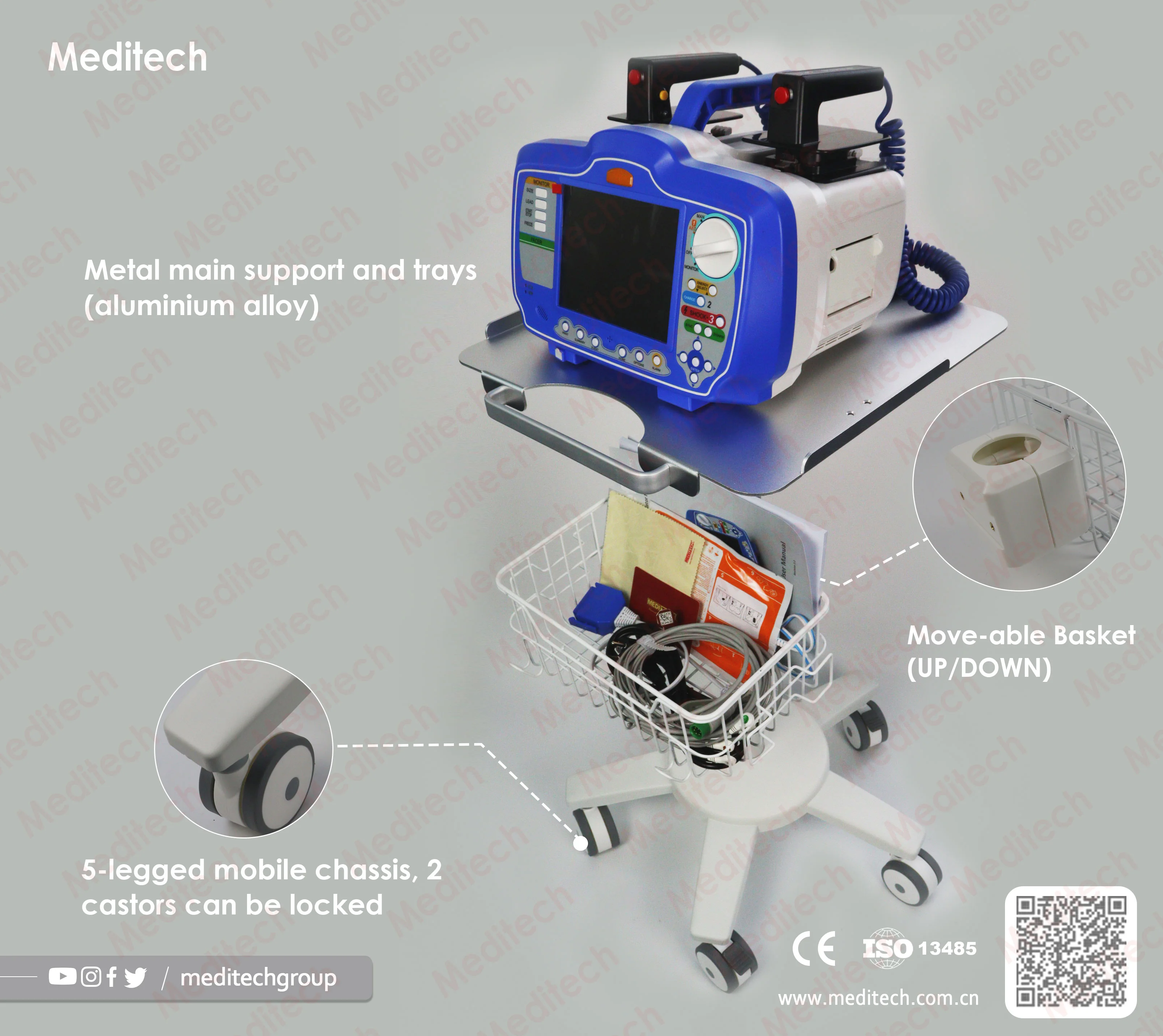 Wózek mobilny do monitorów defibrylatora Meditech